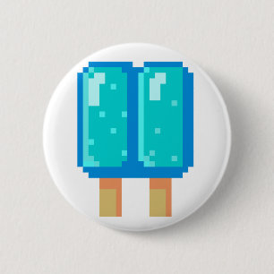 Popsicle Pixel Blue 8-bits Button