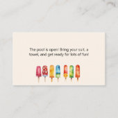 Popsicle Pool Party Insert Card for Invitation (Devant)
