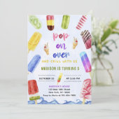 Popsicle Pop On Over Ijsje Verjaardagsfeestje Kaart (Staand voorkant)