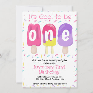 Popsicle première fête d'anniversaire Invitation