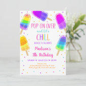 Popsicle Rainbow Rose Girl Invitation Anniversaire (Debout devant)