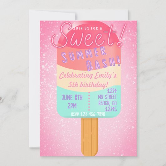 Popsicle Summer Bash Verjaardag Uitnodiging (Voorkant)