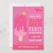 Popsicle Summer Girl Anniversaire invitation de fê (Devant)