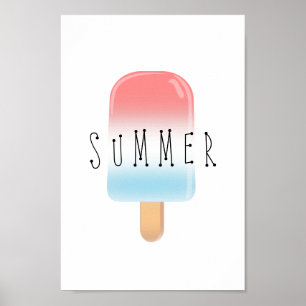 Popsicle Summer met Red en Blue Poster