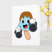 Popsicle tijdens krachttraining met halters kaart (Gele Bloem)