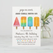 Popsicle verjaardagsuitnodiging voor kinderen kaart (Staand voorkant)