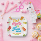 Popsicle Ze is klaar om Baby shower te Poppen Papieren Bordje (Feest)