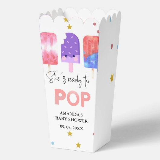 Popsicle Ze is klaar om pop Baby shower Bedankdoosjes (Voorkant)