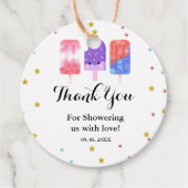 Popsicle Ze is klaar om pop Baby shower Bedankjes Labels (Voorkant)
