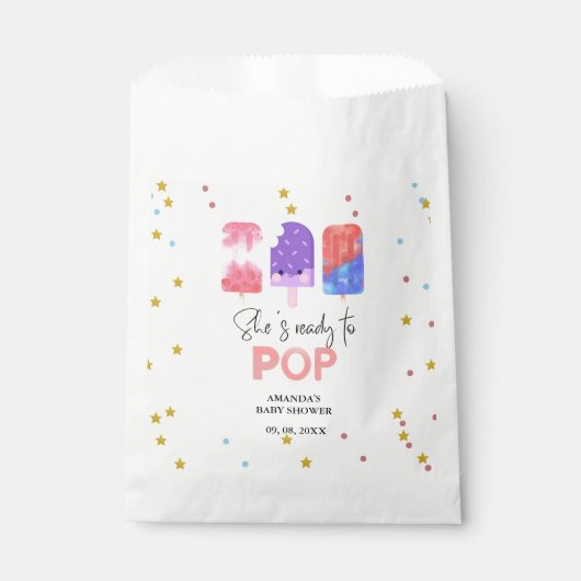 Popsicle Ze is klaar om pop Baby shower Bedankzakje (Voorkant)