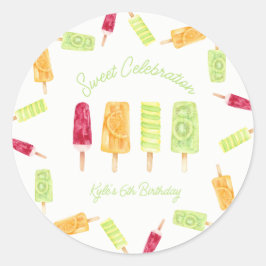 Popsicle Zomer Verjaardagsfeest Ronde Sticker