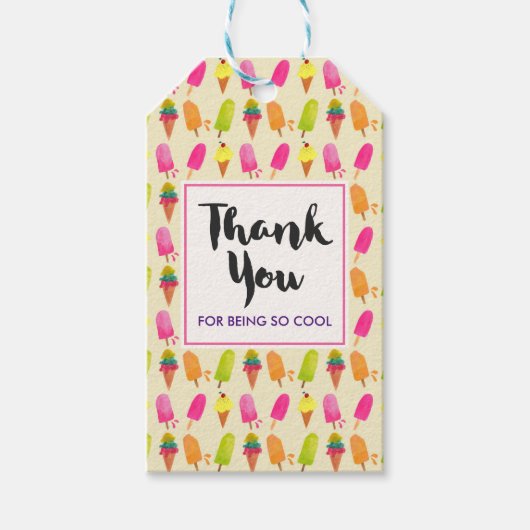 Popsicles en Ice Cream Bedankt voor je Coo Cadeaulabel (Voorkant)