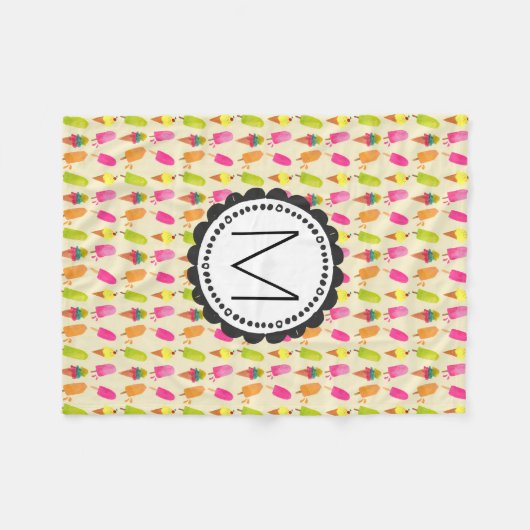 Popsicles en Ice Cream bevatten aangepaste monogra Fleece Deken (Voorkant (Horizontaal))