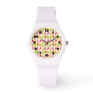 Popsicles en Ice Cream Colorful Summer Pattern Horloge