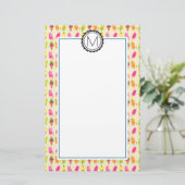 Popsicles en Ice Cream gepersonaliseerd monogram Briefpapier (Staand voorkant)