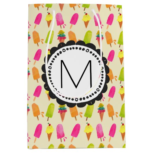 Popsicles en Ice Cream gepersonaliseerd monogram Medium Cadeauzakje (Voorkant)