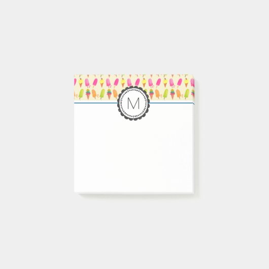 Popsicles en Ice Cream gepersonaliseerd monogram Post-it® Notes (Voorkant)