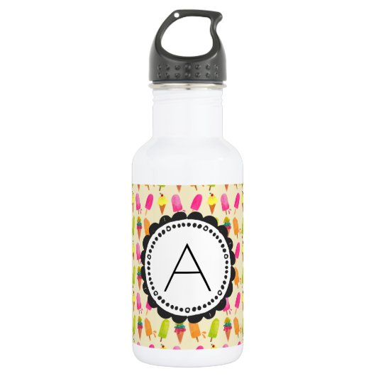 Popsicles en Ice Cream gepersonaliseerd monogram Waterfles (Voorkant)