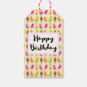 Popsicles en Ice Cream Summer Pattern Birthday Cadeaulabel (Voorkant)