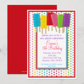 Popsicles en Polka Dots Birthday Invitations Kaart (Voorkant / Achterkant)