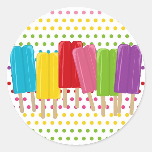 Popsicles en Polka Dots Ronde Sticker (Voorkant)