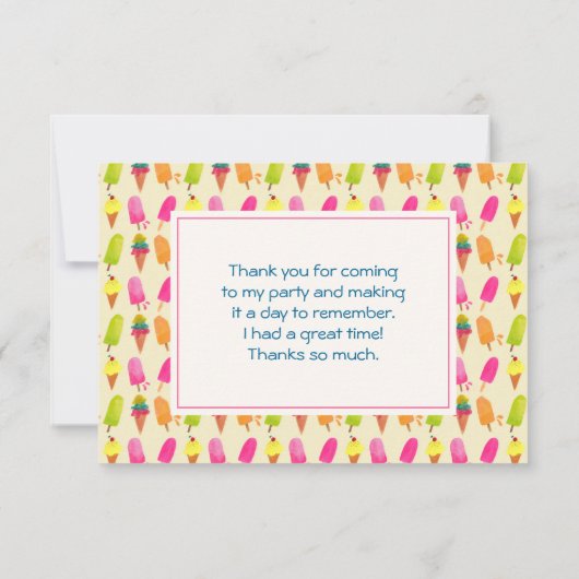 Popsicles et crème glacée Motif d'été Merci (Dos)