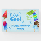 Popsidepartij Twee Koelboys 2e verjaardag Spandoek (Horizontaal)