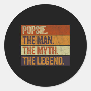 Popsie De Man De Mythe De Legende Grappig Retro Di Ronde Sticker