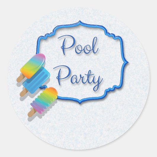 Popsifiek Pool Party Ronde Sticker (Voorkant)