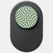 Olive Green & White À damiers Motif déformé
