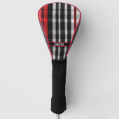 Populair Abstract Rood Zwart Plaid Collectie Golfheadcover (Voorkant)