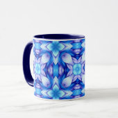 Populair boeiend patroon in blauw en violet mok (Voorkant links)