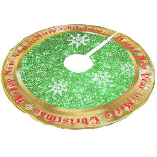 Populair Snowflake Gold Glitter Green Kerstboom Rok