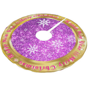Populair Snowflake Gold Glitter Paars Kerstboom Rok