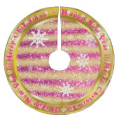 Populair Snowflake Gold Glitter Pink Kerstboom Rok (Voorkant)