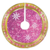 Populair Snowflake Gold Glitter Pink Kerstboom Rok (Voorkant)