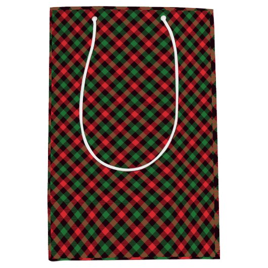 Populair Trendy Rood Zwart Groen Kerstmis Plaid Medium Cadeauzakje (Voorkant)