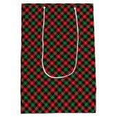 Populair Trendy Rood Zwart Groen Kerstmis Plaid Medium Cadeauzakje (Achterkant)