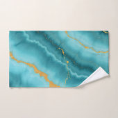 Populair Turquoise Blue Gold Marble Collectie Bad Handdoek (Handdoek)
