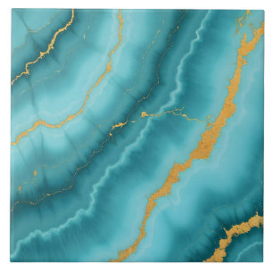 Populair Turquoise Blue Gold Marble Collectie Tegeltje