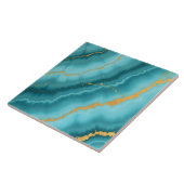 Populair Turquoise Blue Gold Marble Collectie Tegeltje (Zijkant)
