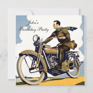 Populaire Art Deco Motorbyke Uitnodiging