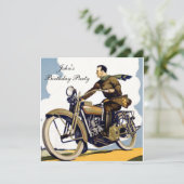 Populaire Art Deco Motorfiets Uitnodiging (Staand voorkant)