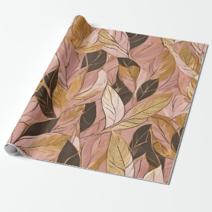 Populaire Blush Pink Gold Boho Leaves Collectie Cadeaupapier