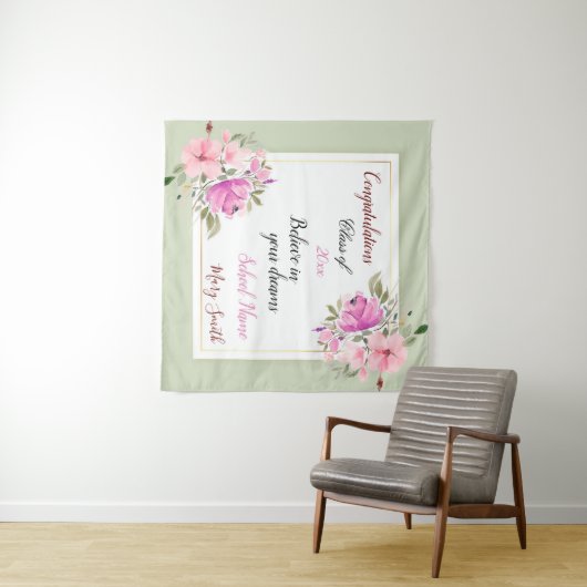 Populaire Floral past roze Paars aan Wandkleed (In Situ (horizontaal))