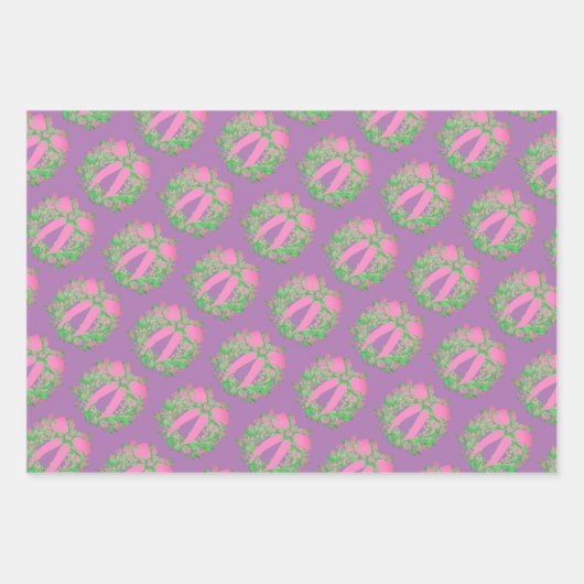 Populaire Groene Roze Paarse Kerstkrans Inpakpapier Vel (Voorkant 2)