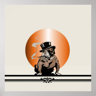 Populaire hond van de Dog met Cigar en top Hat Poster