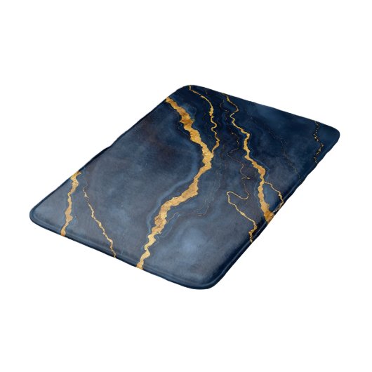 Populaire Navy Blue Gold Marble Collectie Badmat (Gekanteld)