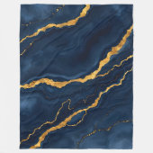 Populaire Navy Blue Gold Marble Collectie Fleece Deken (Voorkant)