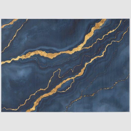 Populaire Navy Blue Gold Marble Collectie Tissuepapier (Voorkant)